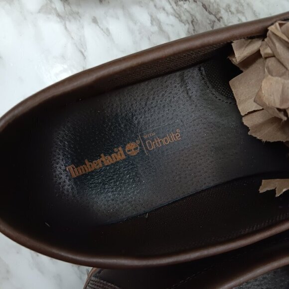 Timberland Men\'s Brown Leather Ortholite Slip On Loafers Size 13